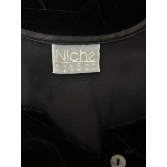 Niche Nilgun Derman Black Velvet Top W/ Ruffle Collar Romantic Goth Victorian M - Picture 6 of 6